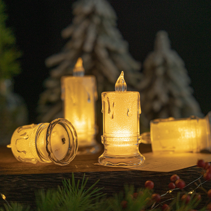 New transparent teardrop-shaped base simulation LED electronic candle, InS-style luminous creative birthday decoration night light details Picture