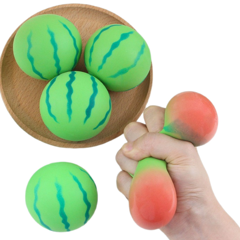 Cross-border best-selling color-changing watermelon Kneading Fun tpr stress-relieving slow rebound flour-filled simulation fruit manufacturer wholesale Item Picture