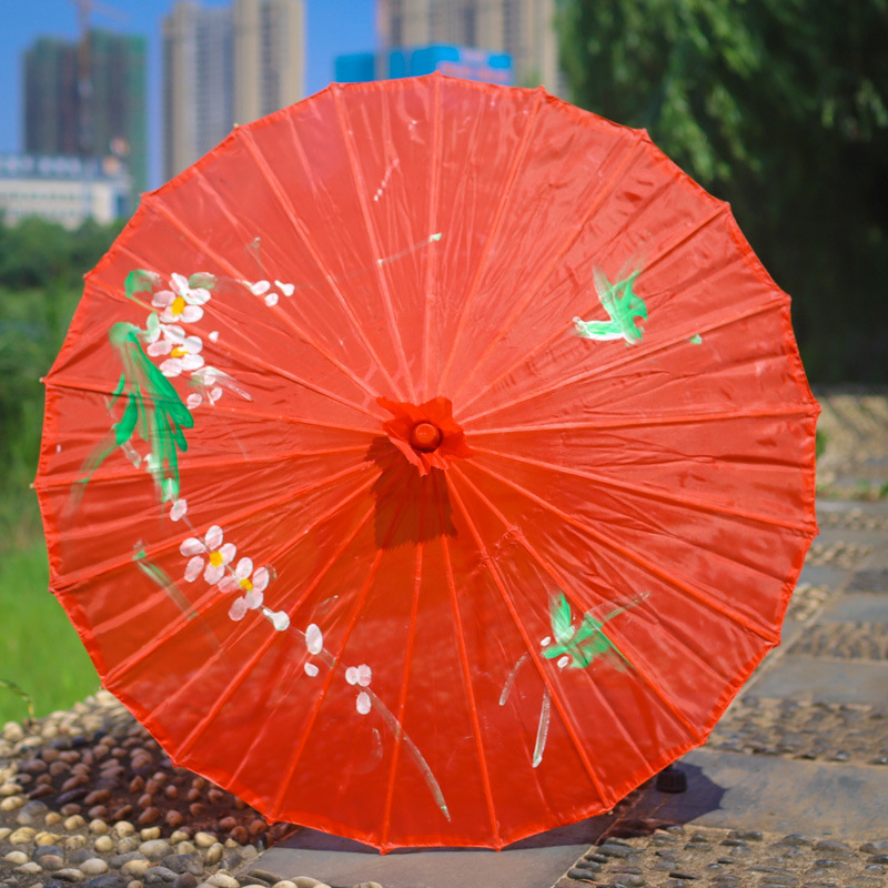国潮防雨防晒绸布伞油纸伞道具伞汉服伞舞蹈伞演出伞古典装饰伞工艺伞白底实物图