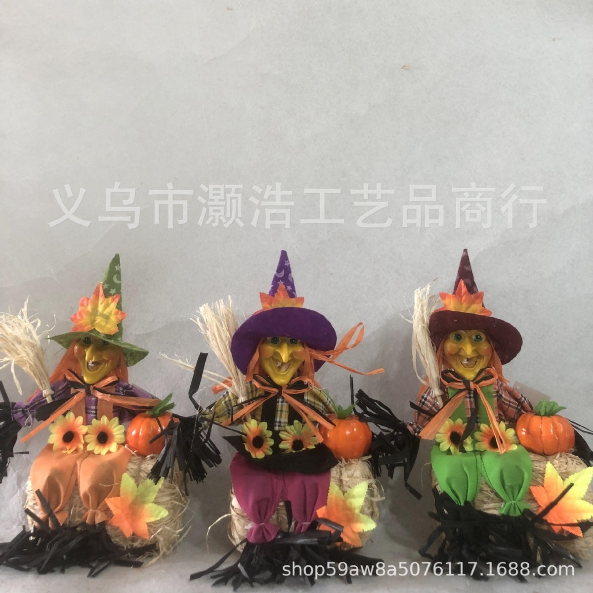 Source Manufacturers Supply Halloween Scarecrow Witch Pumpkin Broom Scarecrow Cuttings Ghost Festival Decoration Props Specification drawing