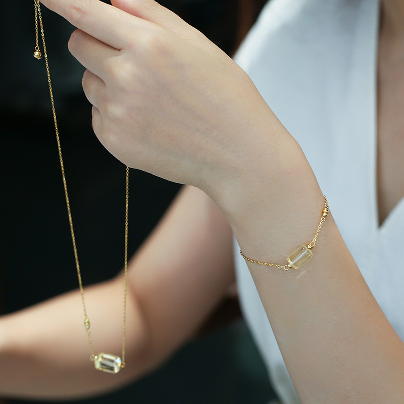 Qixi Festival Valentine's Day gift: Crystal set, natural purified water yellow crystal set, bracelet and necklace set, for couples to send on behalf of others Specification image