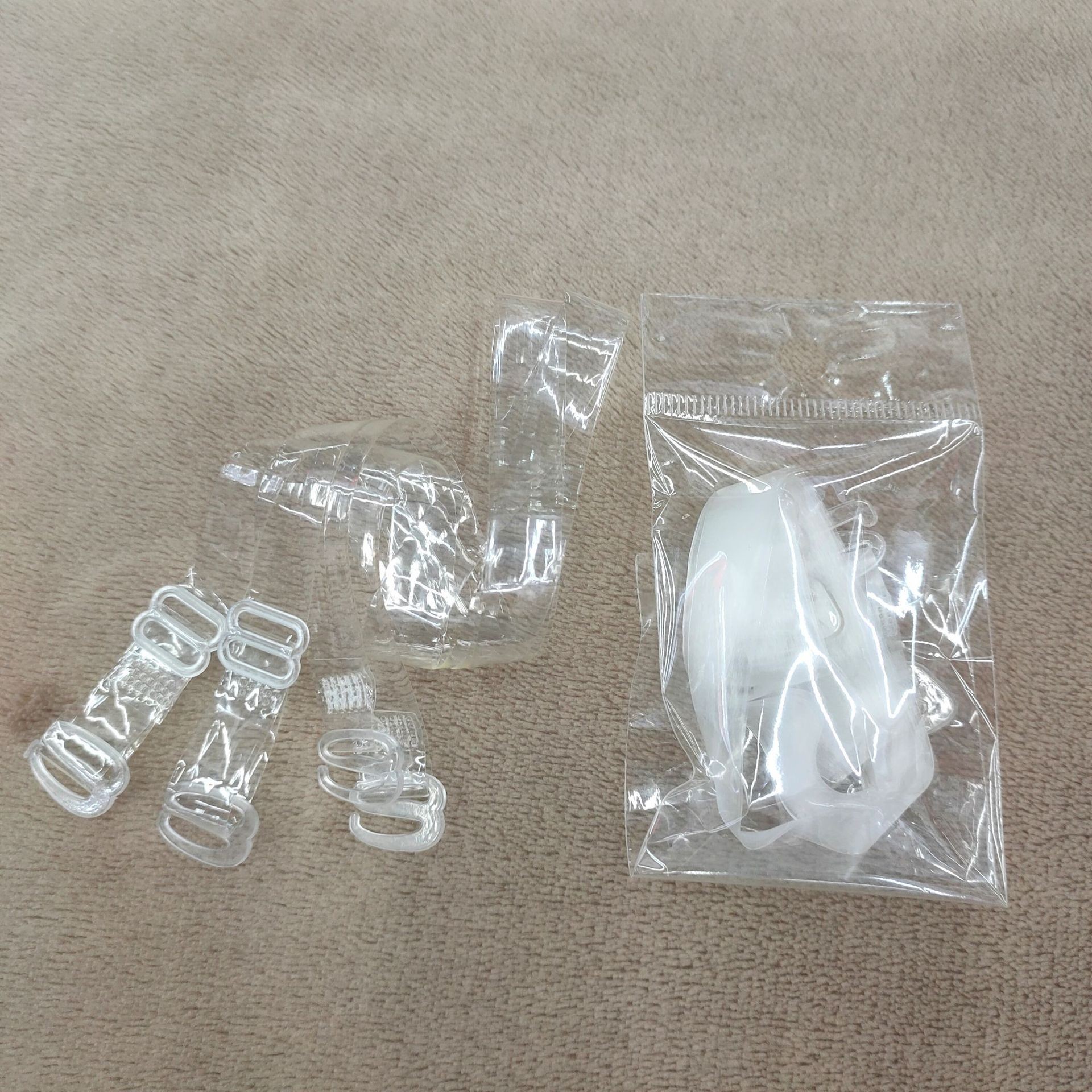 批发简包装隐形肩带1CM塑料扣文胸肩带百搭透明肩带内衣弹力肩带图