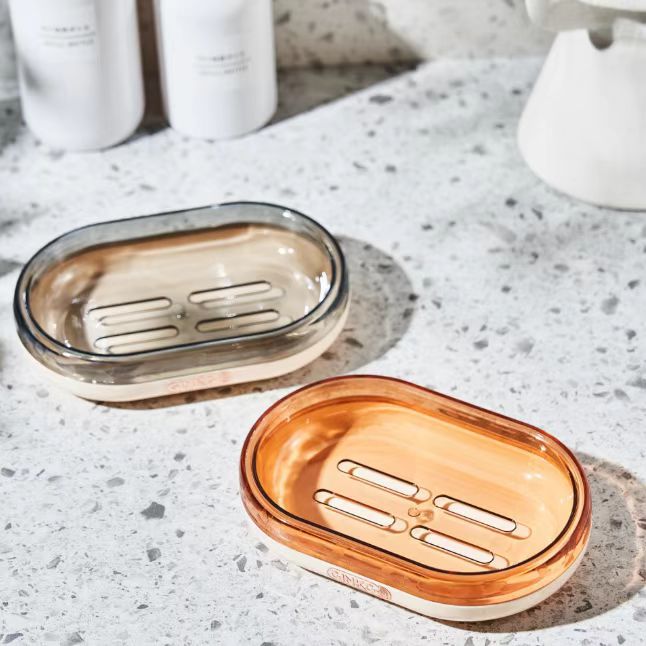 Creative new double-layer covered draining soap box, flip-top soap box, multi-functional soap box, creative bathroom full figure