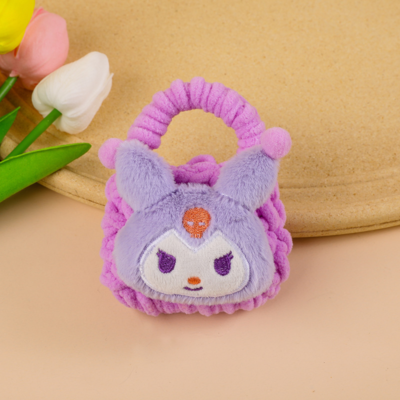 Cartoon plush hand-knitted coin purse storage bag, Bluetooth earphone case, cute children's pendant, small schoolbag details Picture