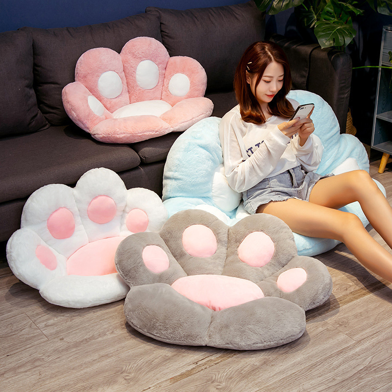 Cute cross-border cat paw seat cushion, creative bear paw plush buttock cushion, lazy all-in-one sofa cushion, bedroom floor mat full figure