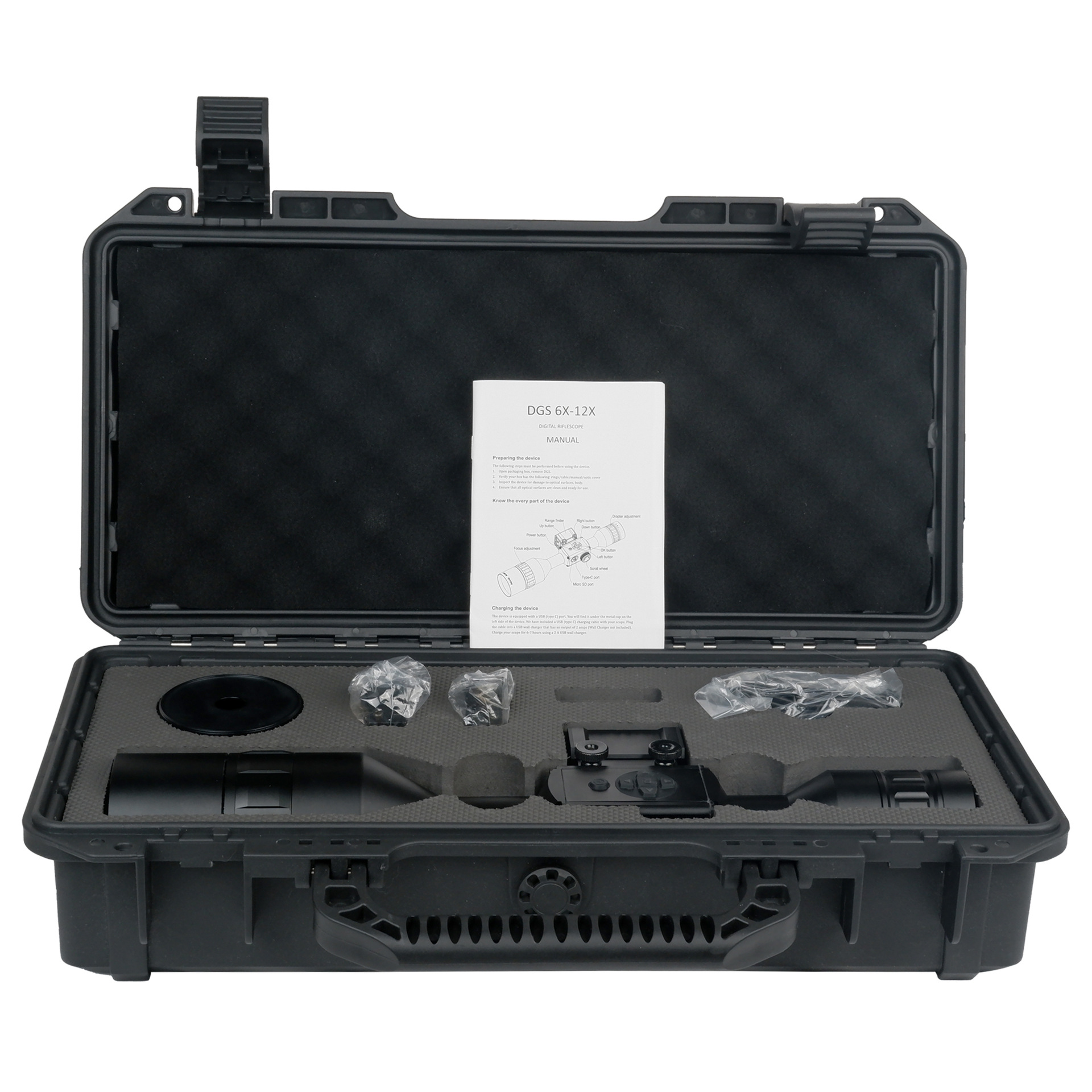 The new DGS full-color night vision device features infrared ranging, red dot calibration, pre-recording function, high-definition telescope with 64GB card Item Picture