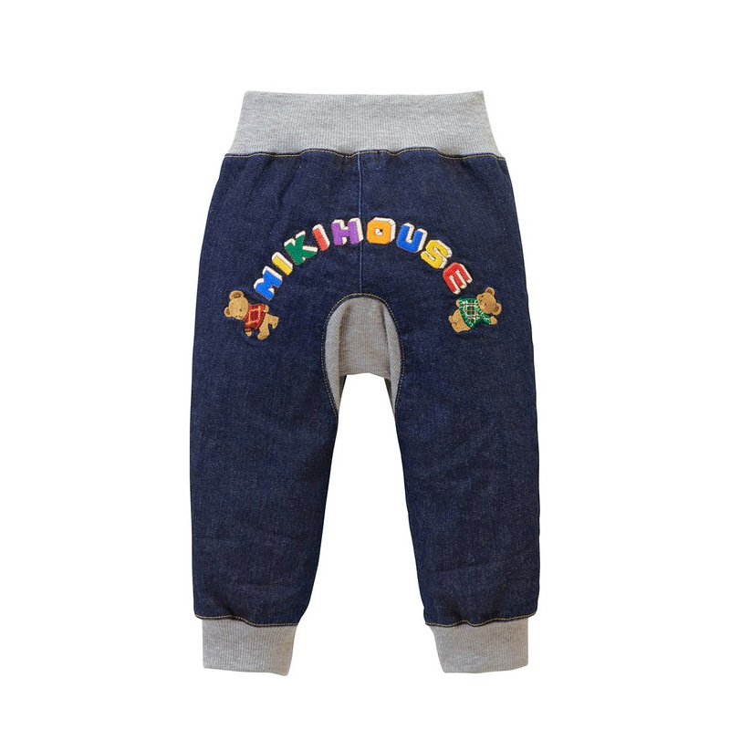 miki children's autumn and winter new styles of men's and women's cartoon bear sweatpants and colorful letter logo embroidered long pants are available for delivery Specification image