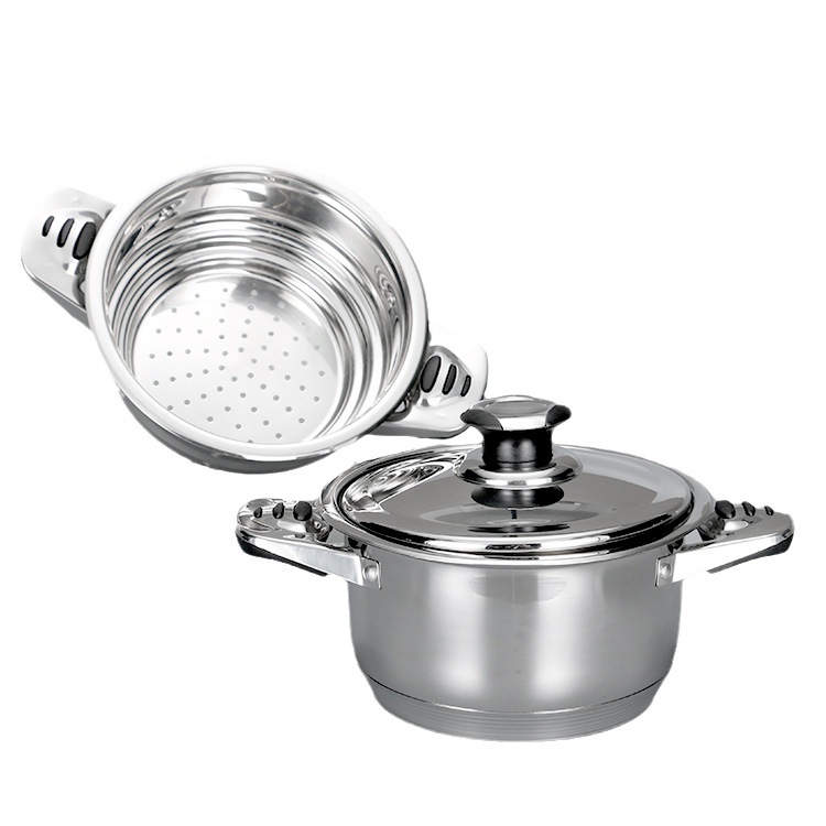 Stainless steel soup pot, 16-piece set for cross-border trade, kitchen steel lid steamer, milk pot, frying pot and cookware Application Scenario