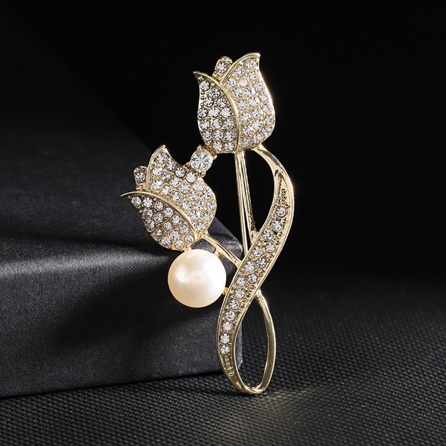 Nuevos broches de tulipán corpete de perlas de alta calidad alfileres de temperamento ropa accesorios premium sense nicho minimalista details Picture