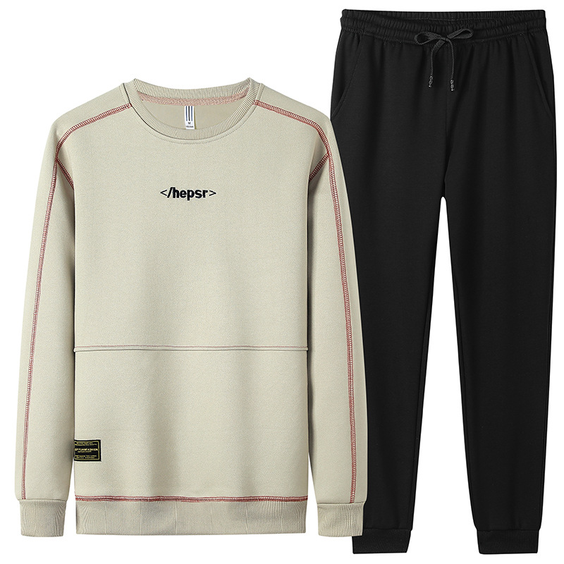 New Spring and autumn men's casual sportswear set, light luxury embroidered round-neck long-sleeved sweatshirt and sweatpants two-piece set