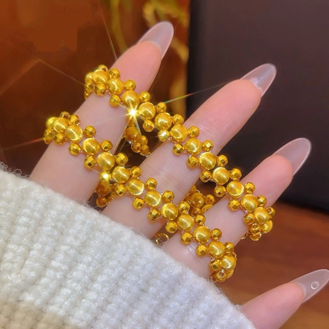 Wholesale of 2025 best-selling sand gold Sparkling Dance cat eye bead woven bracelets, women's beaded jewelry and beads Specification image
