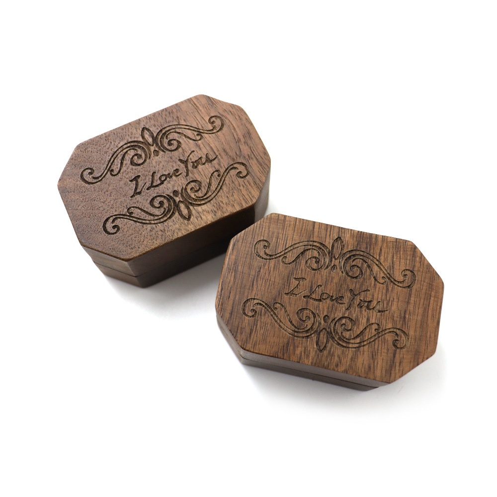 Iloveyou ring box, laser packaging box, wooden box, jewelry, earrings, storage box, ring box, jewelry box, accessories details Picture