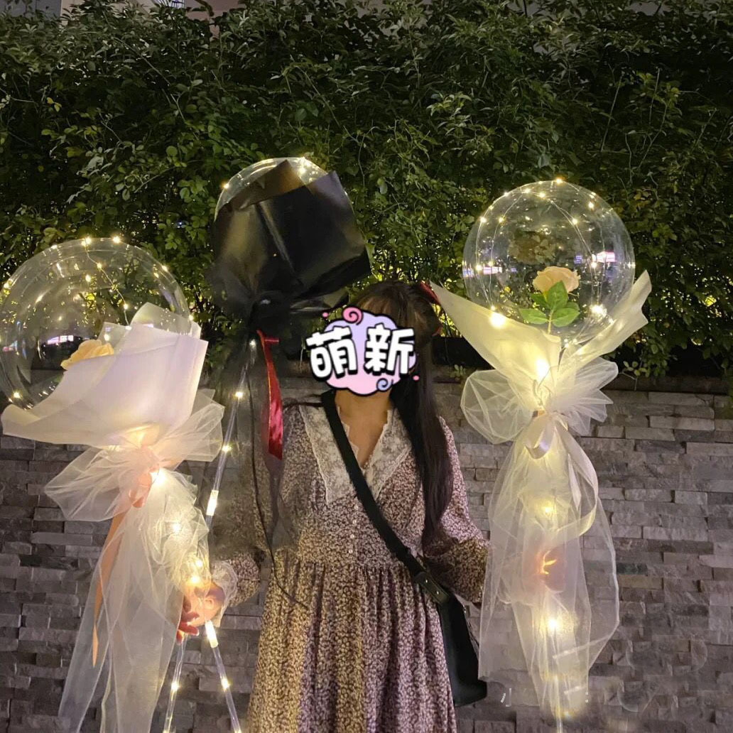 New internet-famous rose, illuminated popball, glowing bouquet, balloon, night market, street stall, romantic Valentine's Day photo shoot Application Scenario