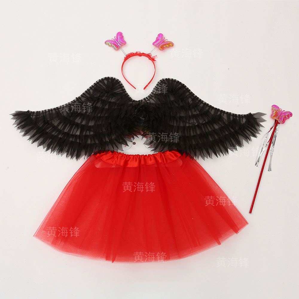 Children's angel wings four-piece set little girl wings back decoration girl stage performance clothing props factory wholesale Item Picture