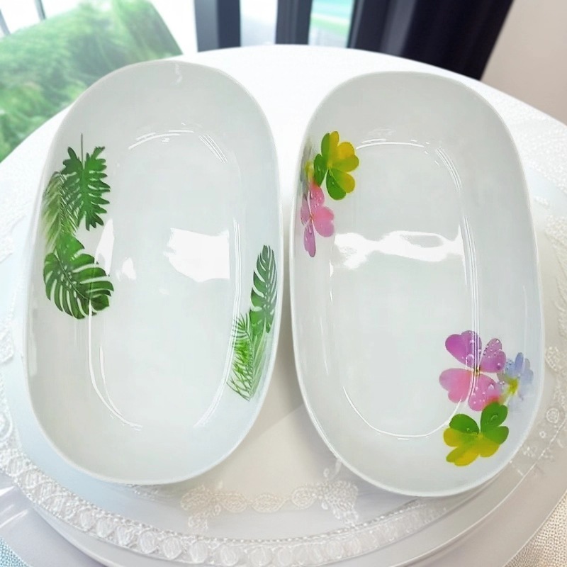 White melamine tableware, barbecue plates, vegetable plates, dinner plates, Western plates, salad plates, commercial melamine tableware wholesale