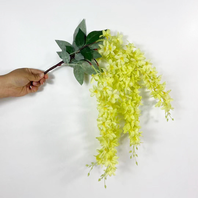 Other Simulation Crafts Wisteria Flower Strip Simulation Flower Wedding Ceiling Decoration Bean Flower String Plastic Rattan Small Hanging Basket Application Scenario