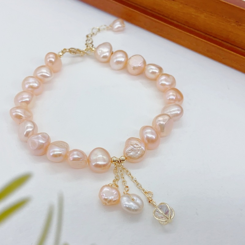 Sl086015 Simple Pearl Bracelet Women's Fresh Water Bracelet Simple Wind String Round Beads details Picture