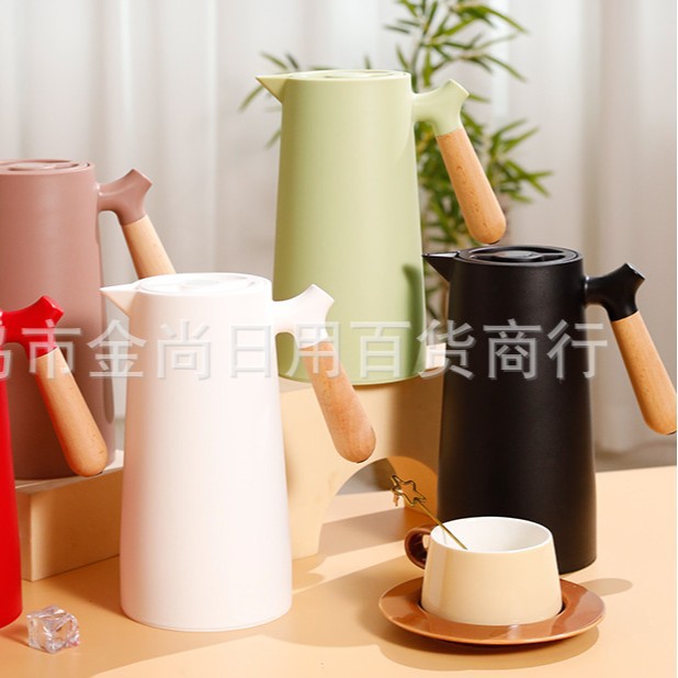 Wholesale cross-border European-style insulated kettles with wooden handles, simple coffee kettles, household fashionable insulated bottles and water kettles as gifts Specification image