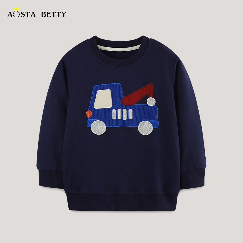 European and American style fashionable boys' sweatshirts for autumn 25, long-sleeved sweatshirts for small and medium-sized children, car print children's sweatshirts, available for delivery details Picture