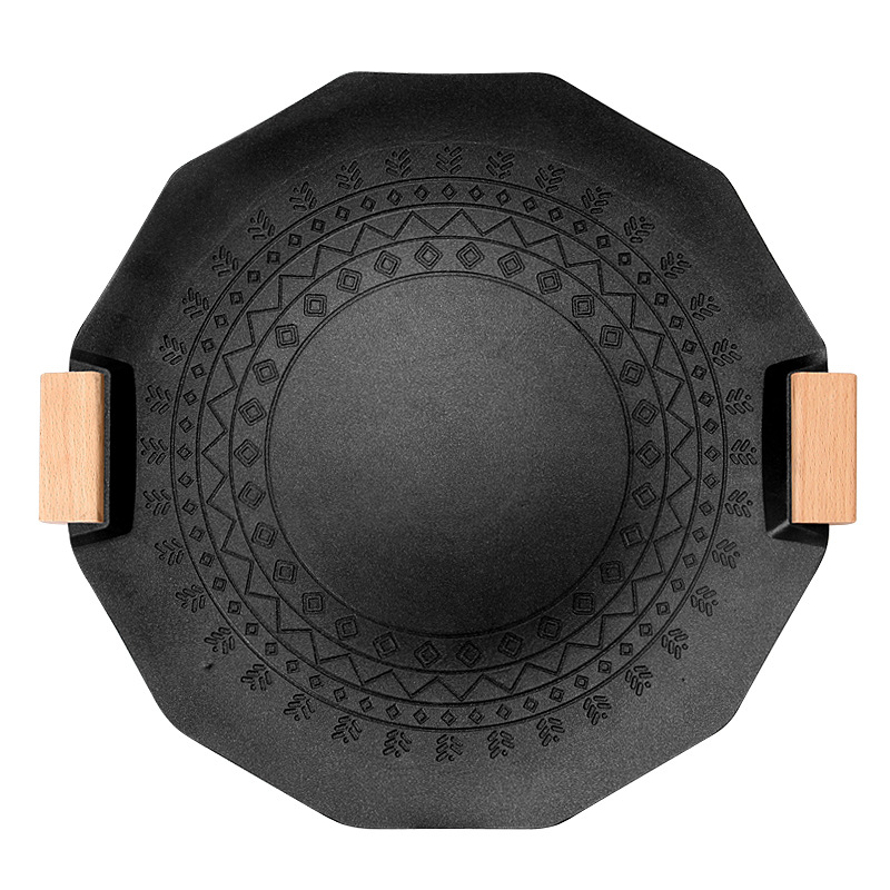 Korean-style portable outdoor camping barbecue grill, tourmaline non-stick smokeless grill, induction cooker and gas dual-purpose barbecue grill Item Picture