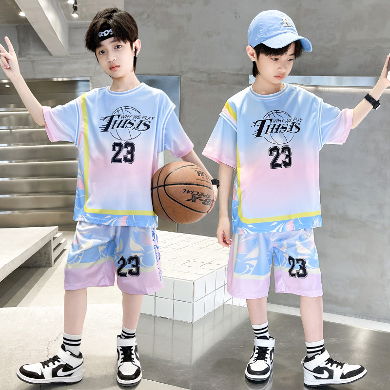 男童夏装球服篮球服速干套装男孩夏季中大童2023新款儿童运动球衣