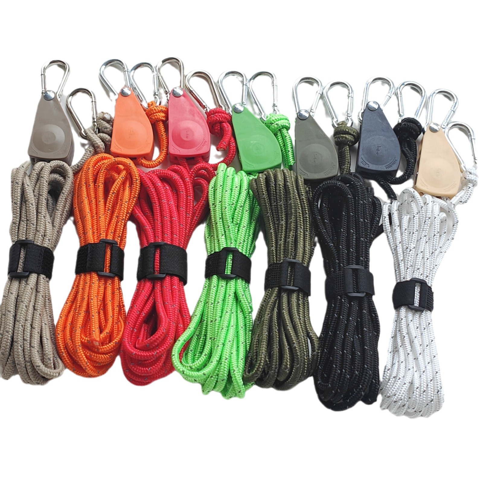 Outdoor pulley regulator, tent fixator, metal lifting pulley, reflective wind rope, thickened canopy umbrella rope manufacturer Item Picture