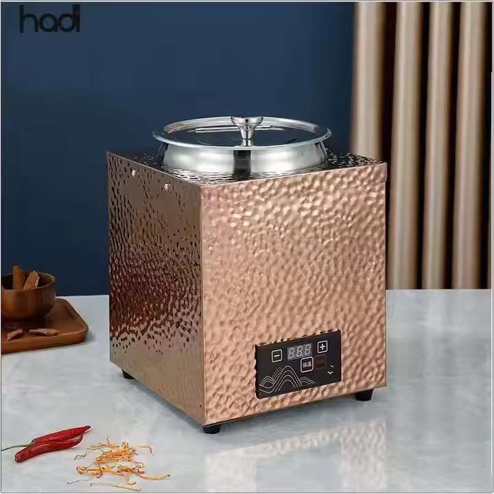 Strict Selection Of Stainless Steel Hammer Grain Warm Soup Pot Commercial Buffet Thermal Insulation Electric Hot Soup Stove Breakfast Warm Porridge Pot Electric Heating Bucket