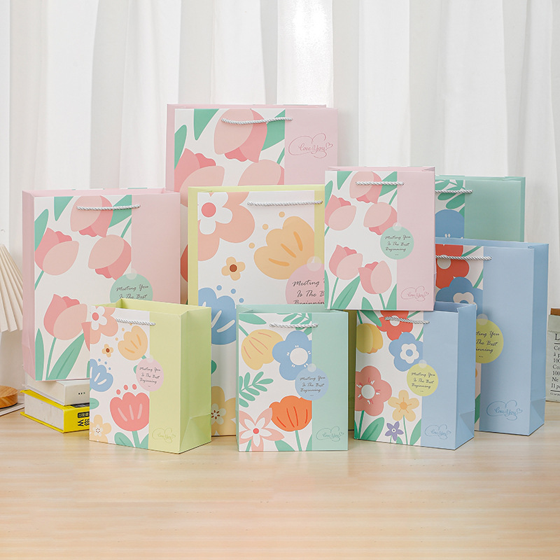 新款花朵手提袋生日文具化妆品礼物礼品袋伴手礼提包装袋厂家批发