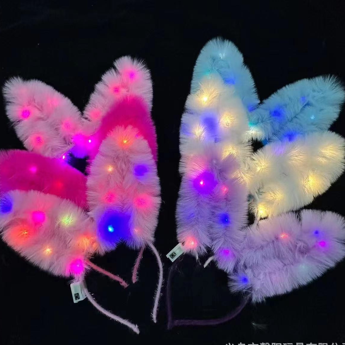 Music performances, bars, festivals, glitter feather headwear, plush light rabbit ear headbands, company party headwear Application Scenario
