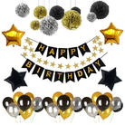 黑金系列生日气球装饰折纸套装生日派对聚会背景装饰气球婚礼婚房