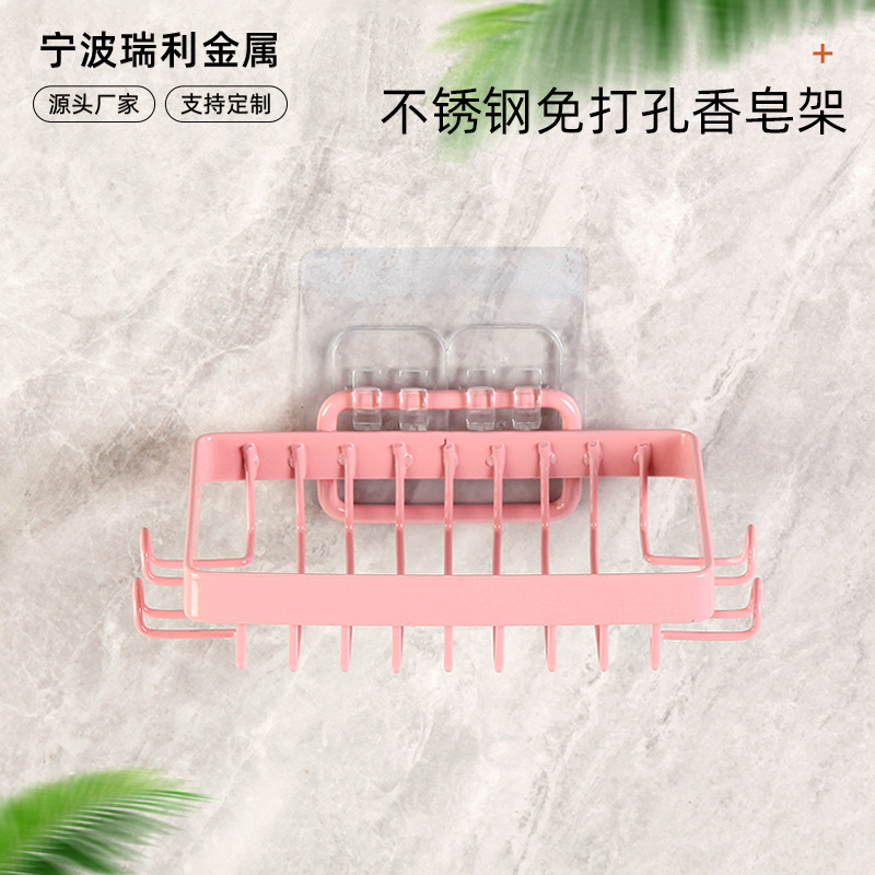 Amazon stainless steel wrought iron soap rack, no need for drilling, bathroom draining soap box, storage rack, soap dish