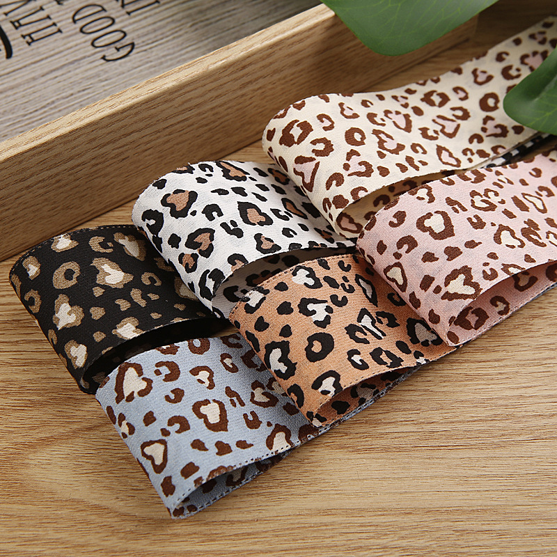Double-sided leopard print ribbon baby headflower diy bow hairpin leather band garment accessory ribbon for children