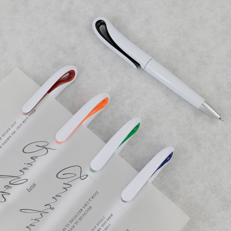 Swan Neck Twist Plastic Ballpoint Pen Can Print Logo Pen Foreign Trade Pen Advertising Pen Meeting Record Student Pen Application Scenario