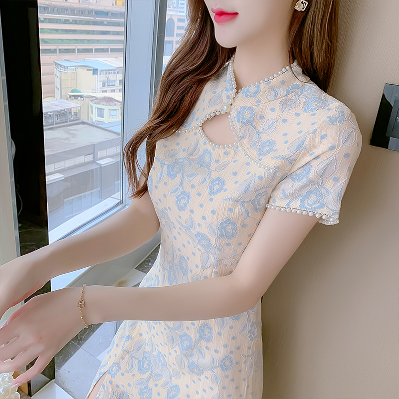 年轻款旗袍改良版连衣裙女装夏装2022年新款夏季小个子雪纺碎花裙