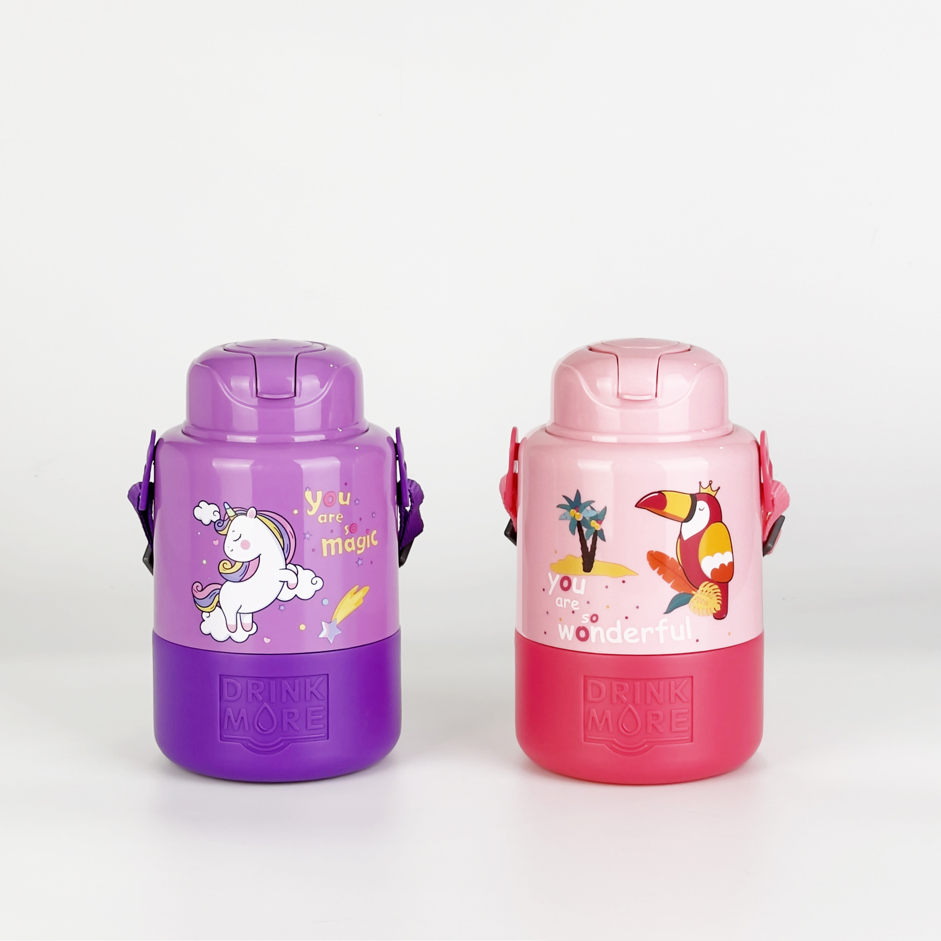 A286B New Viassin Children's Straw Water bottle medium 1000ml cartoon water bottle Specification drawing