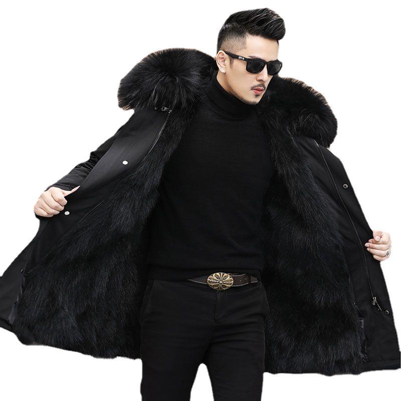 Patrick's 2023 new men's winter Dad men's coat with thickened and large-sized faux fur coat Item Picture