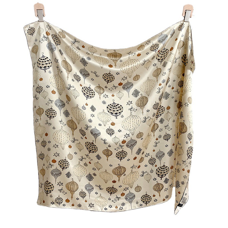 2022 New Full Print Hot Air Balloon Silk 110 Square 100% Mulberry Silk Shawl Scarf Women's Double Print Item Picture