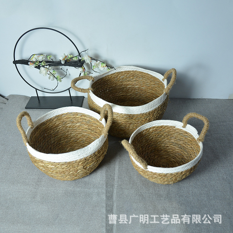 Manufacturers Wholesale Straw Storage Basket Creative Garden Style Woven Storage Basket Vegetables Storage Clothes Storage Basket