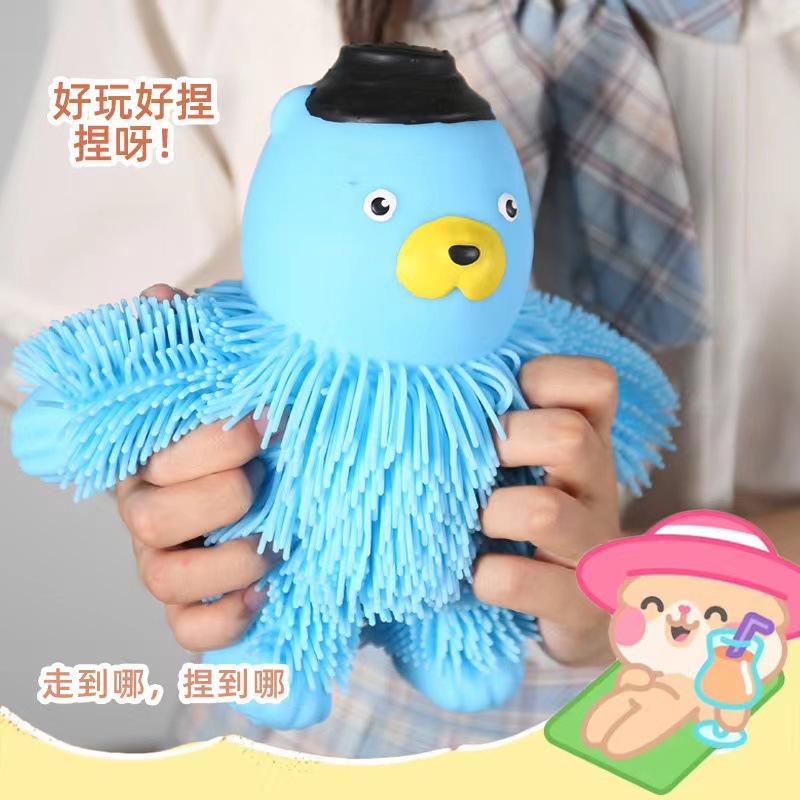 Wholesale of popular and trendy elastic luminous gorilla stress-relieving small toys, creative sensor color lights, and long-haired gorilla pinching fun toys Specification image