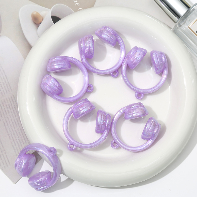 Acrylic electroplated cream-colored earphone pendant beads, DIY earrings, pendant necklace, mobile phone chain material package accessories details Picture