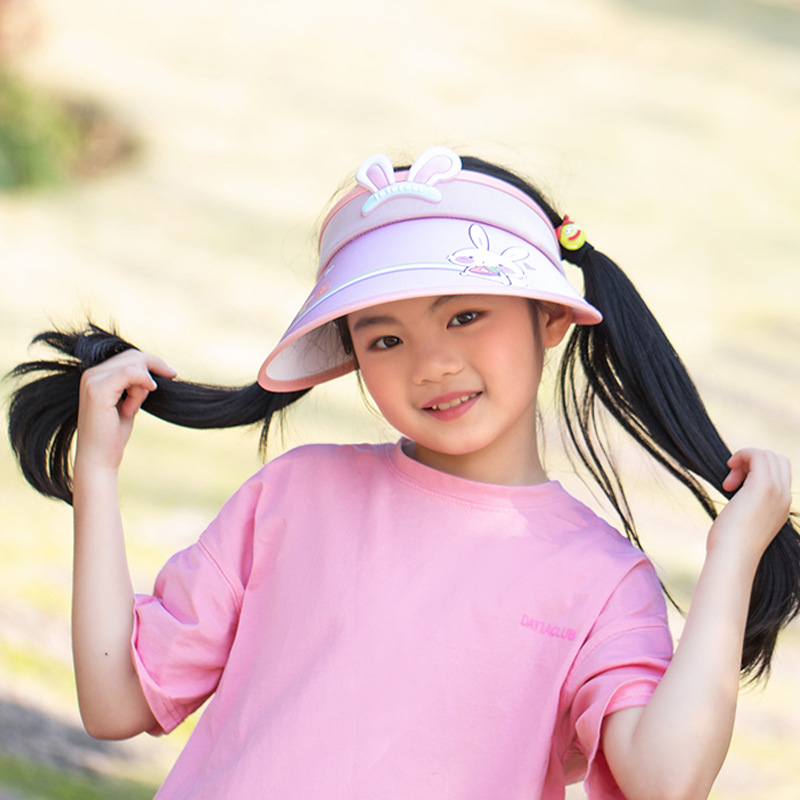 Summer open-top hats for children's outdoor play, sunshade hats, casual and fashionable, cartoon pattern, large brim, full face sun protection Specification image