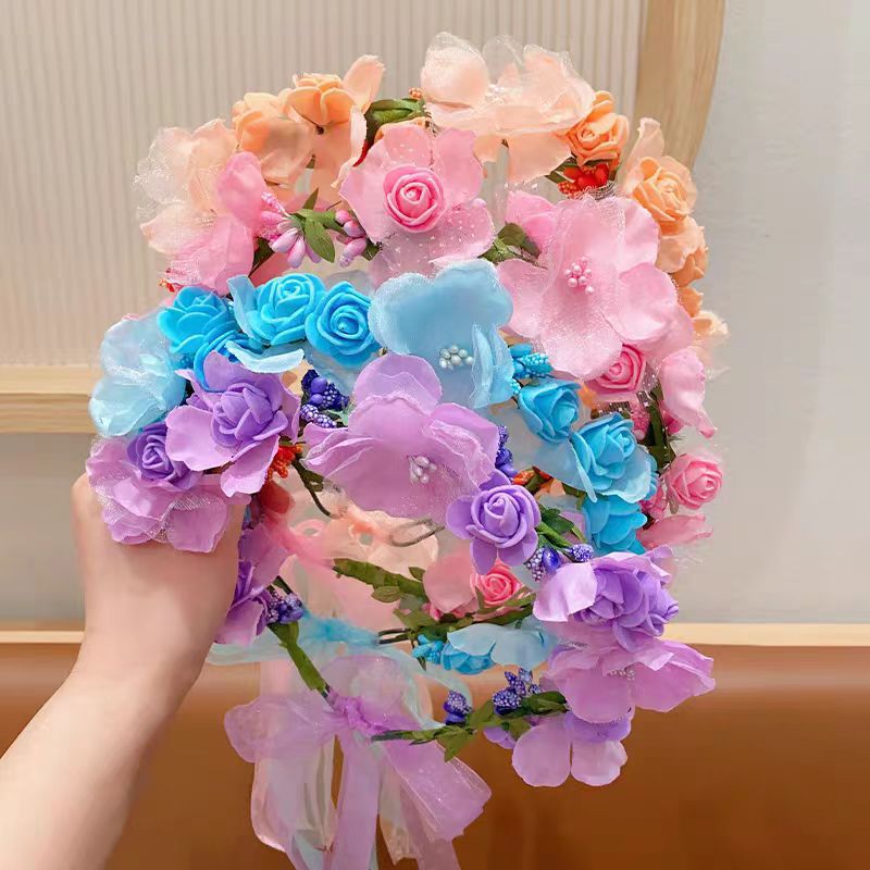 Headband Super Fairy Princess Flower Yarn Braided Headband Korean Hair Clip Headband Hair Accessory Application Scenario