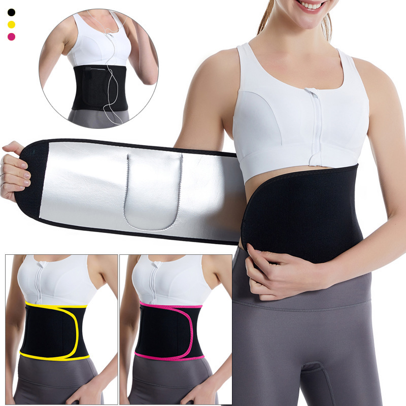 X Cross-border best-selling abdominal tightening belt, sauna sweat-absorbing belt, body-shaping belt, mobile phone bag, silver ion waist seal belt details Picture