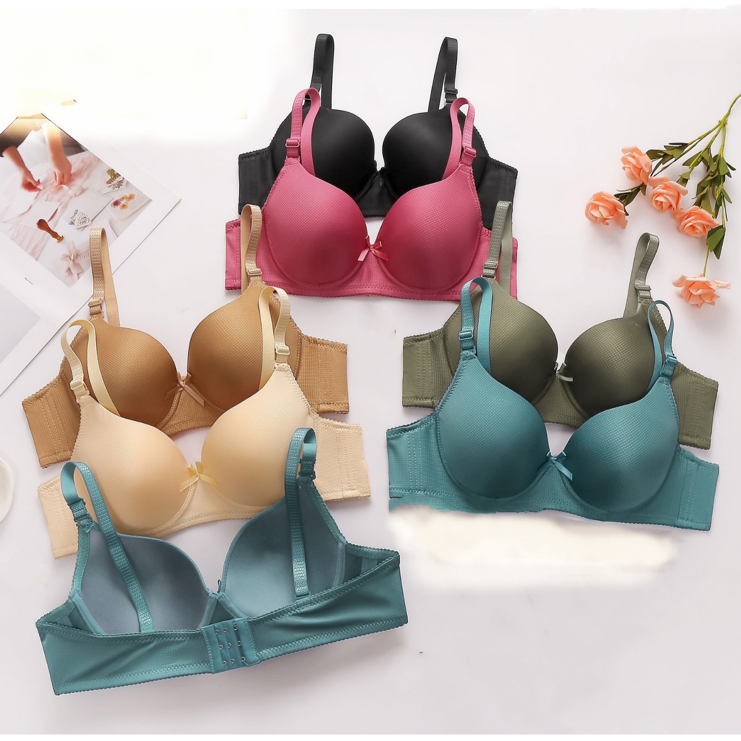 外贸有钢圈内衣薄款跨境调整型舒适透气D杯40-46文胸套装