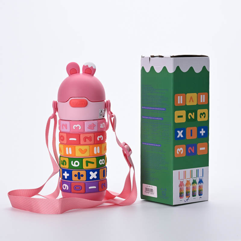 Stainless Steel Children's Efun Thermos Cup Rotating Puzzle Fun Children's Water Cup With Straws Students Fashion Personality Item Picture