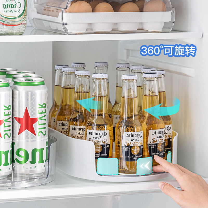 家用冰箱收纳盒简约饮料收纳转盘厨房台面多功能调料品旋转置物架