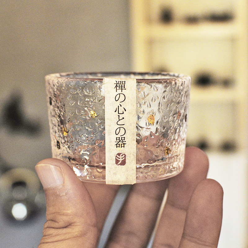 Japanese-style gilded hammered glass cups, Ins-style small cups, kung fu tea cups, gold-rimmed sake cups, owner's tea bowls and tea sets Specification image