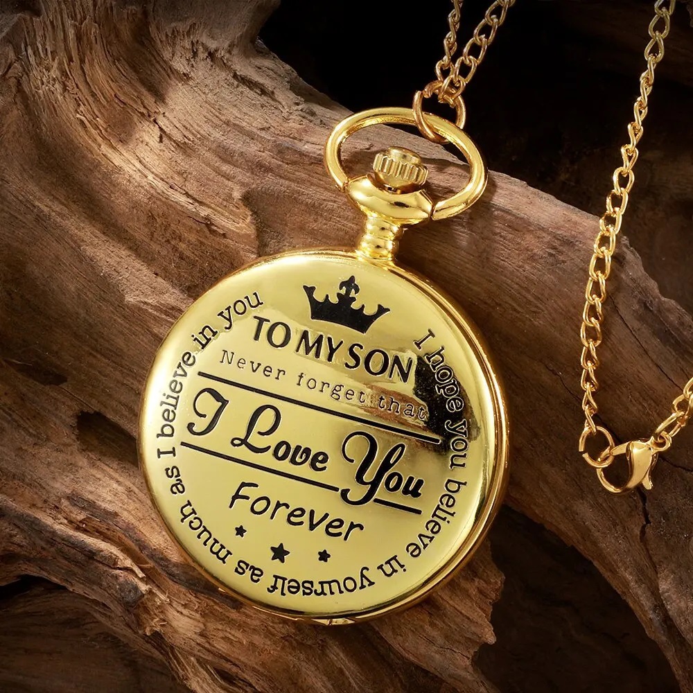 Cross-border best-selling pocket watch, fashionable stainless steel flip cover, son and friend gift, quartz pocket watch with long chain Specification image