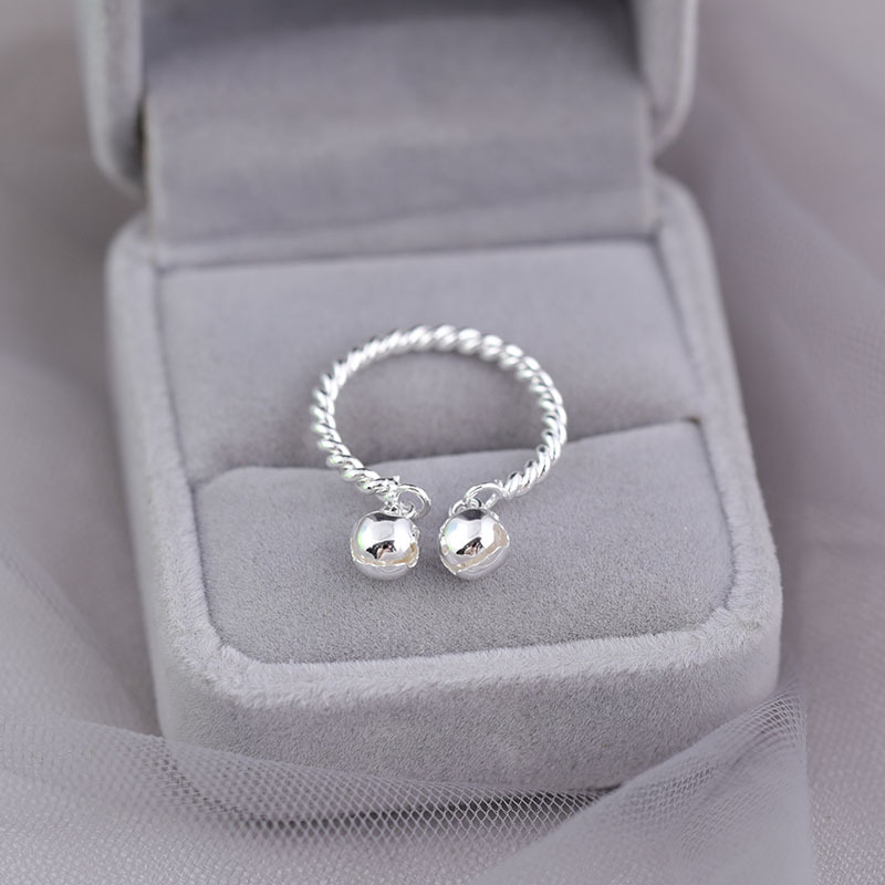 925 Sterling Silver Bell Ring Female 2023 New Trend Step By Step Ring Bell Index Finger Ring Opening Twist Ring