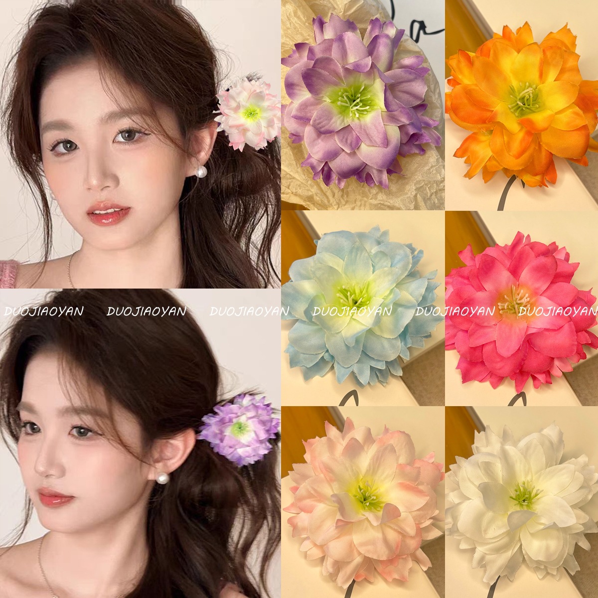 Early spring atmosphere, purple hairpin, rose butterfly hairpin, super fairy-like photo, high-end side hairpin accessory for women full figure
